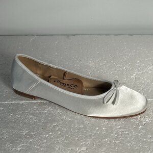 Rag & Co NWT SZ7 White Satin Ballet Flat Bridal Formal Coquette Romantic Wedding